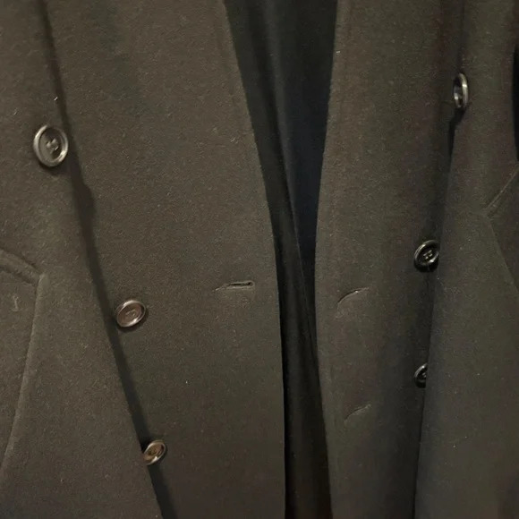 Vintage Michael Tong Black Wool Double-Breasted Long Coat - Picture 4 of 16